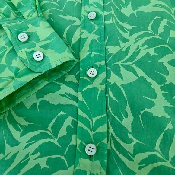 J. Crew Oxford button down shirt in green leaf print. - Picture 3 of 4